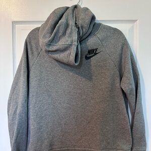 Nike Men’s Gray Zip-Up Hoodie with Black Logo